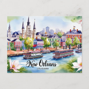 Aangepaste New Orleans Louisiana Travel Art Vintag Briefkaart