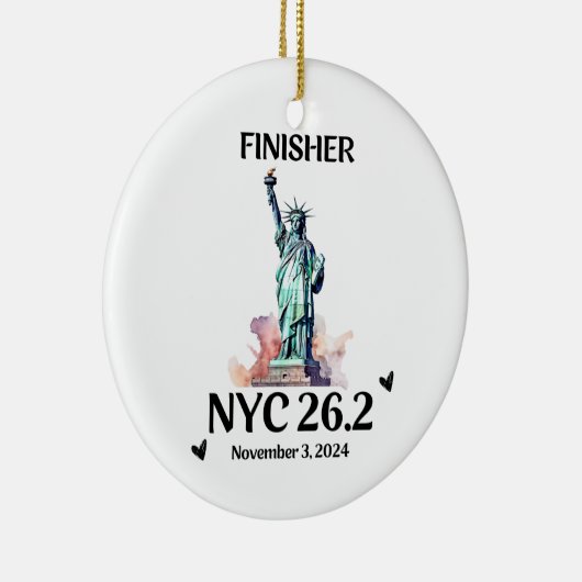 Aangepaste New York 2024 Marathon Ornament Finishe (Rechts)