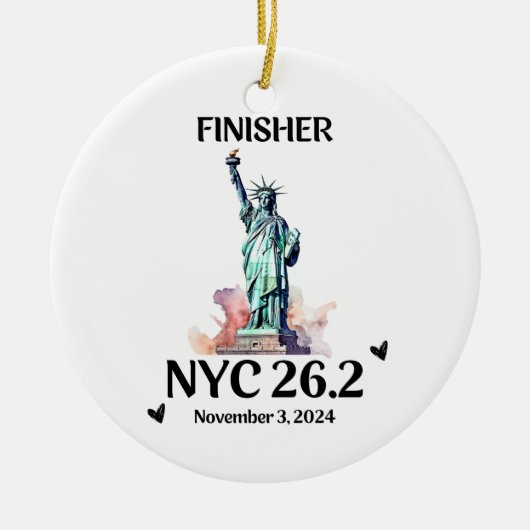 Aangepaste New York 2024 Marathon Ornament Finishe (Voorkant)