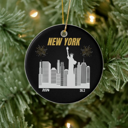 Aangepaste New York 2024 Marathon Runner Gift Keramisch Ornament (Boom)