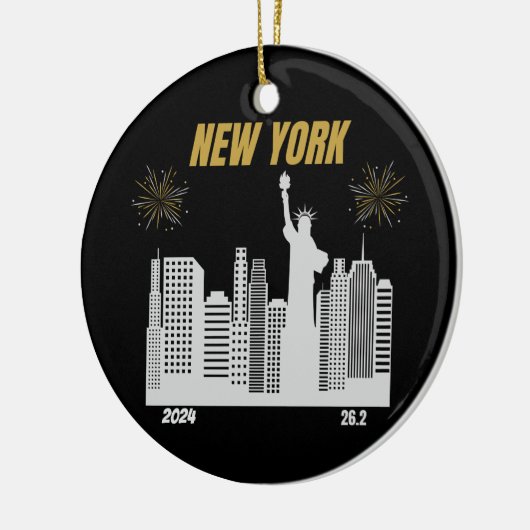 Aangepaste New York 2024 Marathon Runner Gift Keramisch Ornament (Links)