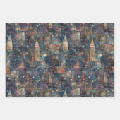 Aangepaste New York City bij Nieuwjaar in Waterver Inpakpapier Vel (Voorkant 2)