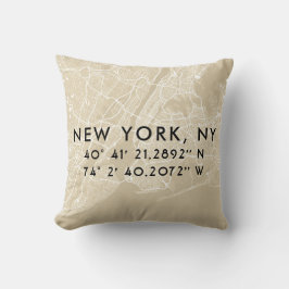 Aangepaste New York City Map | Tan en zwart Kussen