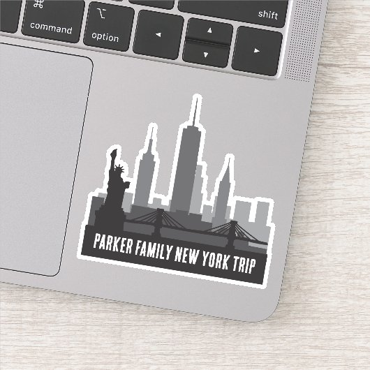 Aangepaste New York City Skyline Laptop Sticker (Detail)