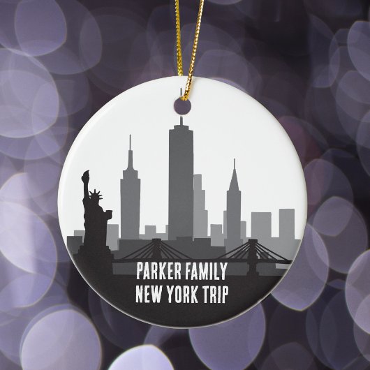 Aangepaste New York reis Skyline Familiefoto Keramisch Ornament