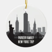 Aangepaste New York reis Skyline Familiefoto Keramisch Ornament (Voorkant)