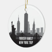 Aangepaste New York reis Skyline Familiefoto Keramisch Ornament (Links)