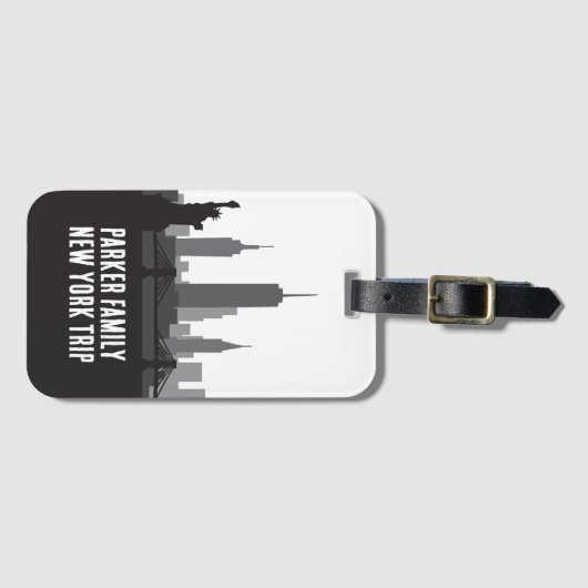 Aangepaste New York Trip Skyline Vrijheidsbeeld Bagagelabel (Voorkant (horizontaal))