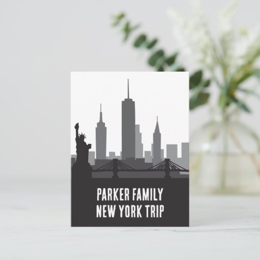 Aangepaste New York Trip Skyline Vrijheidsbeeld Briefkaart (Staand voorkant)