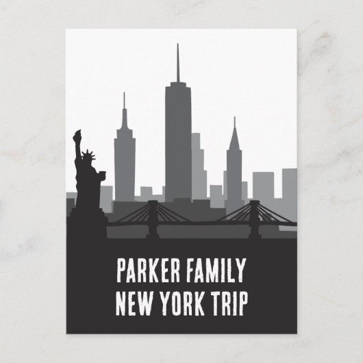 Aangepaste New York Trip Skyline Vrijheidsbeeld Briefkaart (Voorkant)