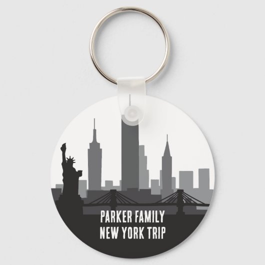 Aangepaste New York Trip Skyline Vrijheidsbeeld Sleutelhanger (Voorkant)