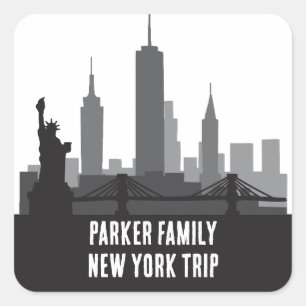 Aangepaste New York Trip Skyline Vrijheidsbeeld Vierkante Sticker