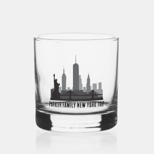 Aangepaste New York Trip Skyline Vrijheidsbeeld Whisky Glas