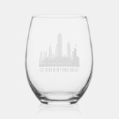 Aangepaste New York Trip Skyline Vrijheidsbeeld Wijnglas Zonder Voet (Achterkant)