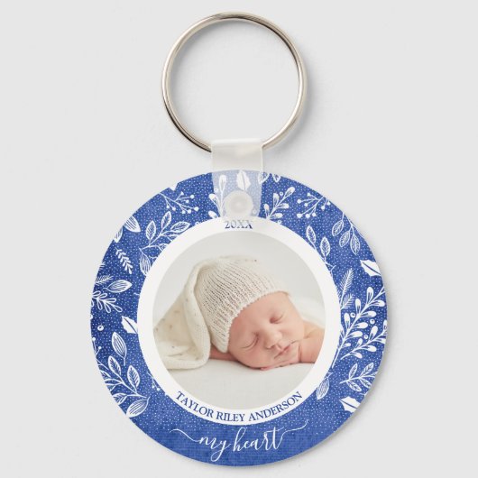 Aangepaste Newborn-foto Sleutelhanger (Voorkant)