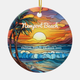 Aangepaste Newport Beach Faux Glas in lood Keramisch Ornament