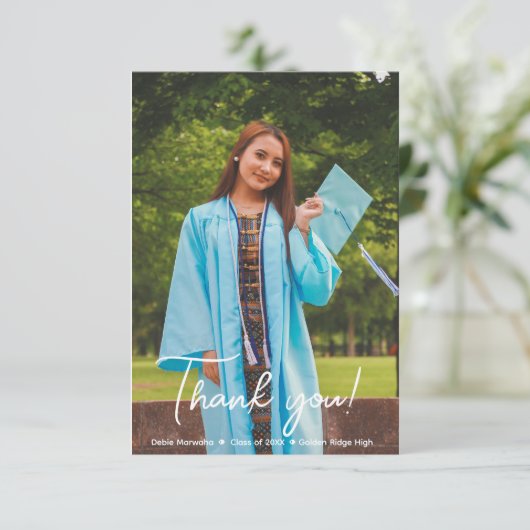 Aangepaste Nieuwe Afstuderen Foto Afstudeerder Par Bedankkaart (Staand voorkant)