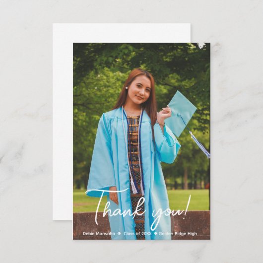 Aangepaste Nieuwe Afstuderen Foto Afstudeerder Par Bedankkaart (Voorkant / Achterkant)