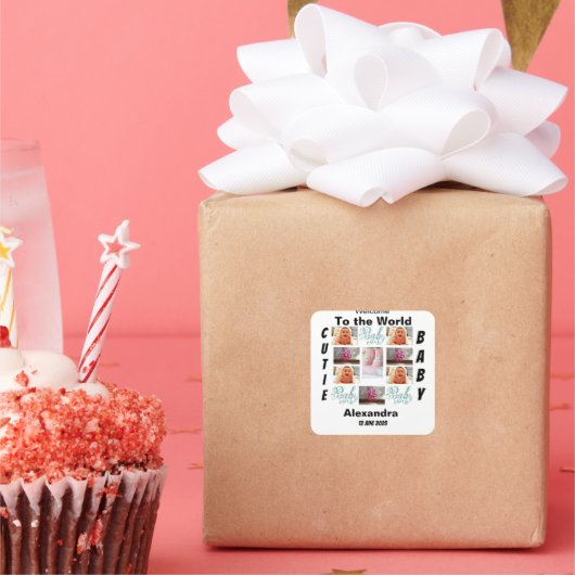 Aangepaste nieuwe baby 11 Sticker voor Photo Colla (Feest)