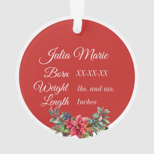 Aangepaste nieuwe baby foto ornament (achterkant)