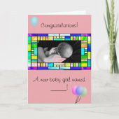 Aangepaste Nieuwe Baby Meisje Gefeliciteerd Kaart (Voorkant)