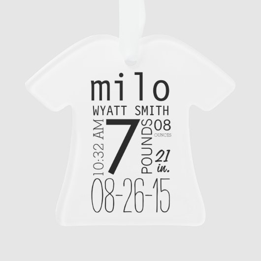 Aangepaste nieuwe baby voeg naamverjaardag toe ornament (voorkant)