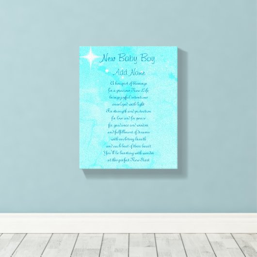 Aangepaste nieuwe babyjongen canvas afdruk (Insitu (Houten vloer))