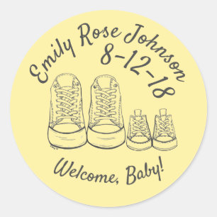 Aangepaste nieuwe babyschoenen - Voetschoenen Ronde Sticker