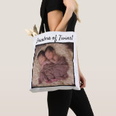Aangepaste nieuwe babysfoto oma van tweeling tote bag (Dichtbij)