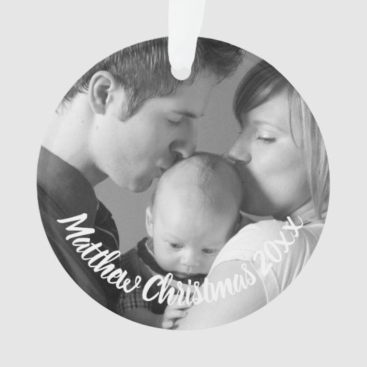 Aangepaste nieuwe ouders Baby Fotovakantie Ornament (voorkant)