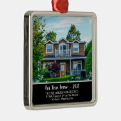 Aangepaste nieuwe startfoto met jaar, naam metalen ornament (Rechts)