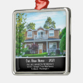 Aangepaste nieuwe startfoto met jaar, naam metalen ornament (Links)