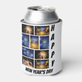 Aangepaste nieuwjaarsdag 9 Foto Collage Blikjeskoeler (Blikje Voorkant)