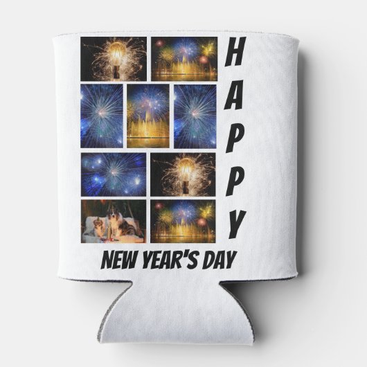 Aangepaste nieuwjaarsdag 9 Foto Collage Blikjeskoeler (Achterkant)