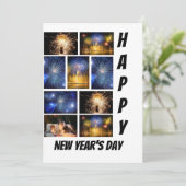 Aangepaste nieuwjaarsdag 9 Foto Collage Kaart (Staand voorkant)