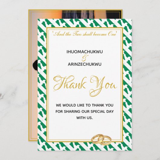 Aangepaste NIGERIA FLAG Photo Bedankkaart (Voorkant / Achterkant)