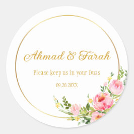 Aangepaste Nikkah Shaadi Islamitische Trouw Bloem Ronde Sticker