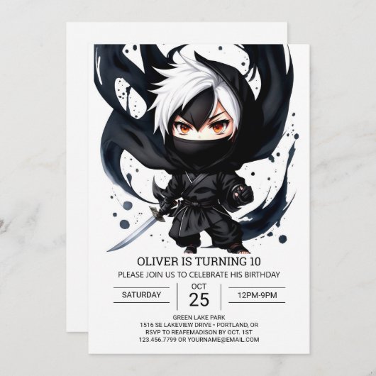 Aangepaste Ninja Avontuur Verjaardag Kaart (Voorkant / Achterkant)