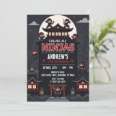 Aangepaste Ninja boy Warrior verjaardagsfeestje  Kaart (Staand voorkant)