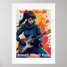 Aangepaste Ninja Girl Gitarist Art Inspirerend