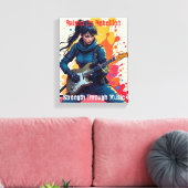 Aangepaste Ninja Girl Gitarist Art Inspirerend Canvas Afdruk (Insitu (Woonkamer))