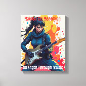 Aangepaste Ninja Girl Gitarist Art Inspirerend Canvas Afdruk (Voorkant)