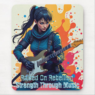 Aangepaste Ninja Girl Gitarist Art Inspirerend Muismat