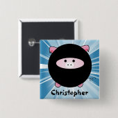 Aangepaste Ninja Varkens op Blauw Vierkante Button 5,1 Cm (Voorkant /achterkant)