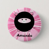 Aangepaste Ninja Varkens op Roze Ronde Button (Voorkant)