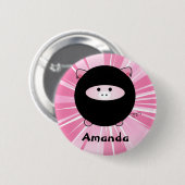 Aangepaste Ninja Varkens op Roze Ronde Button (Voorkant /achterkant)