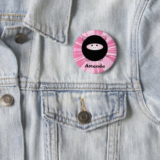 Aangepaste Ninja Varkens op Roze Ronde Button (In situ)