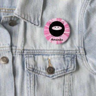 Aangepaste Ninja Varkens op Roze Ronde Button