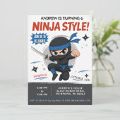 Aangepaste Ninja Verjaardagsuitnodiging Kaart (Staand voorkant)