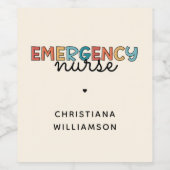 Aangepaste noodverpleegsters of verpleegkundige pe wijn etiket (Enkel label)